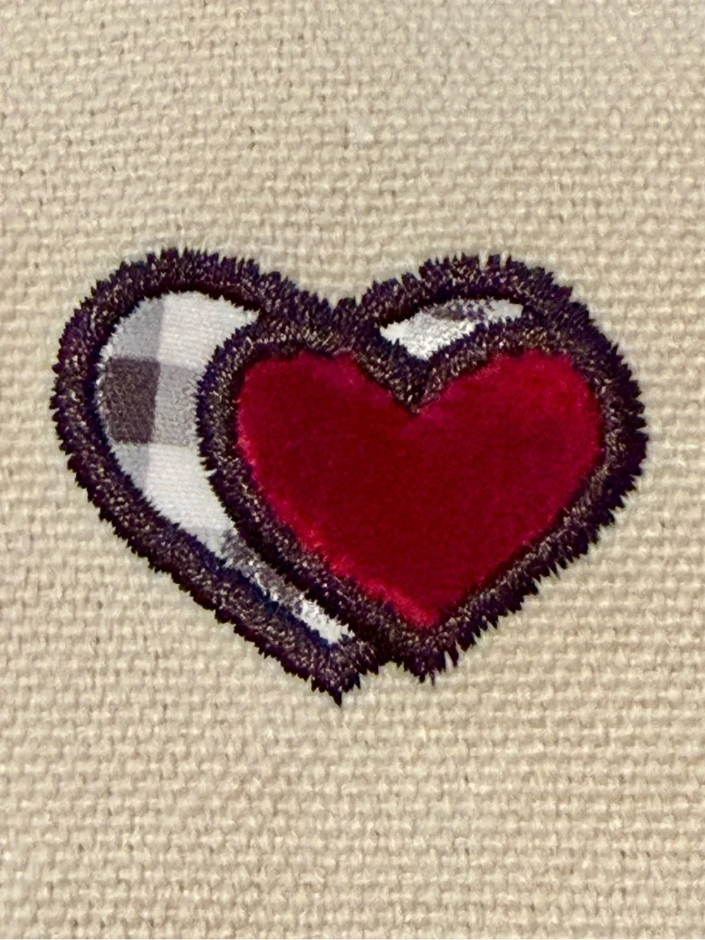 Tote bag - GC Design - white black w/red & plaid hearts.  NEW w/tags. 11x18x6.5”